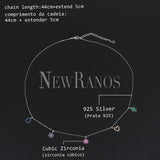 925 Silver Necklace with Cubic Zirconia Charms Pendant