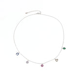 925 Silver Necklace with Cubic Zirconia Charms Pendant