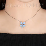 925 Silver Clover Pendant Necklace Enamel Leaves Pendants for Women