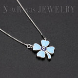 925 Silver Clover Pendant Necklace Enamel Leaves Pendants for Women