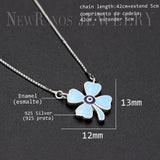 925 Silver Clover Pendant Necklace Enamel Leaves Pendants for Women