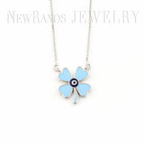 925 Silver Clover Pendant Necklace Enamel Leaves Pendants for Women