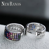 925 Silver CZ Round Hoop Earrings for Women