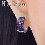 925 Silver CZ Round Hoop Earrings for Women