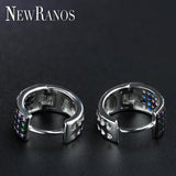 925 Silver CZ Round Hoop Earrings for Women