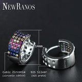 925 Silver CZ Round Hoop Earrings for Women