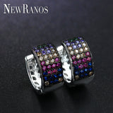925 Silver CZ Round Hoop Earrings for Women