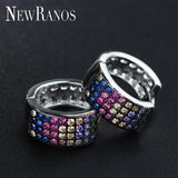 925 Silver CZ Round Hoop Earrings for Women