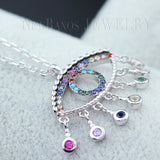 925 Silver Colorful CZ Evil Eye Necklace for Women