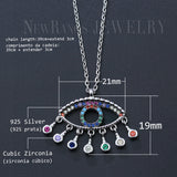 925 Silver Colorful CZ Evil Eye Necklace for Women