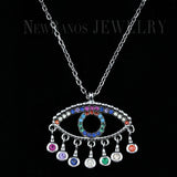 925 Silver Colorful CZ Evil Eye Necklace for Women