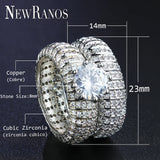 Crystal Wedding Ring Set 2Pcs/Set Silver Double Ring for Engagement Party