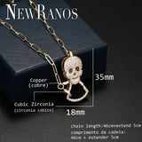 Gothic CZ Skull Pendant Necklace Micro Cubic Zircons