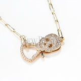 Gothic CZ Skull Pendant Necklace Micro Cubic Zircons