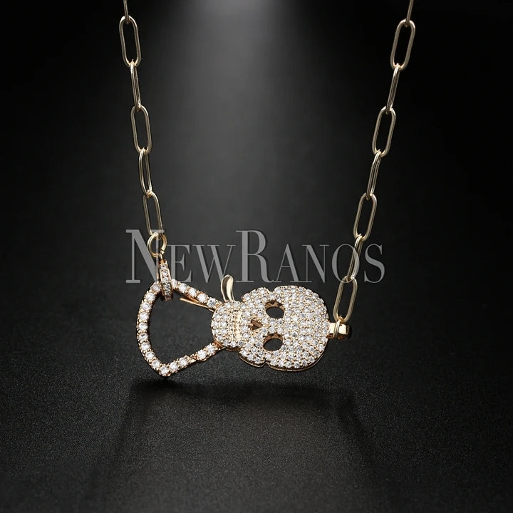 Gothic CZ Skull Pendant Necklace Micro Cubic Zircons