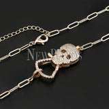 Gothic CZ Skull Pendant Necklace Micro Cubic Zircons