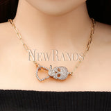 Gothic CZ Skull Pendant Necklace Micro Cubic Zircons
