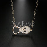 Gothic CZ Skull Pendant Necklace Micro Cubic Zircons