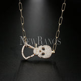 Gothic CZ Skull Pendant Necklace Micro Cubic Zircons