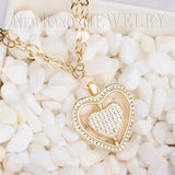 Heart Chain Bracelet Cubic Zirconias Charm Double-Layers