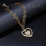 Heart Chain Bracelet Cubic Zirconias Charm Double-Layers