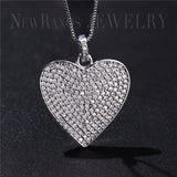 Pave CZ Heart Pendant Necklace for Women