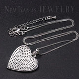 Pave CZ Heart Pendant Necklace for Women