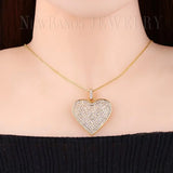 Pave CZ Heart Pendant Necklace for Women