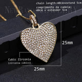 Pave CZ Heart Pendant Necklace for Women