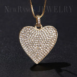 Pave CZ Heart Pendant Necklace for Women