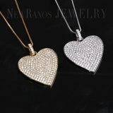 Pave CZ Heart Pendant Necklace for Women