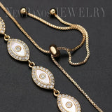 Evil Eye Shell Pearl CZ Bracelet for Women