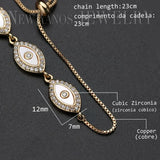 Evil Eye Shell Pearl CZ Bracelet for Women