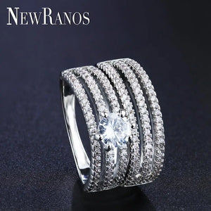 Zircon Crystal Wedding Engagement Ring Set for Female