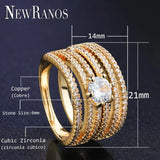 Zircon Crystal Wedding Engagement Ring Set for Female