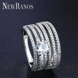 Zircon Crystal Wedding Engagement Ring Set for Female