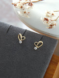 925 Silver Heart Stud Earrings Crystals Wedding Jewelry
