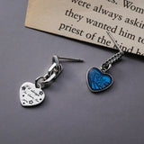 925 Silver Asymmetrical Heart Earrings for Women Charms