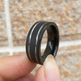Men's Tungsten Carbide Wedding Band Silver Grooved Line Matte Brushed Size 8-13