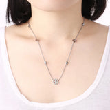 Sterling Silver Peace Sign Pendant Necklace Cubic Zirconia Romantic Jewelry
