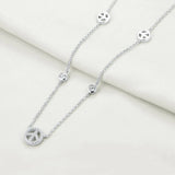 Sterling Silver Peace Sign Pendant Necklace Cubic Zirconia Romantic Jewelry