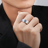 Men's Tungsten Carbide Wedding Band 8mm High Polished Round CZ Step Beveled Edge