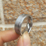 Men's Tungsten Carbide Wedding Band 8mm High Polished Round CZ Step Beveled Edge