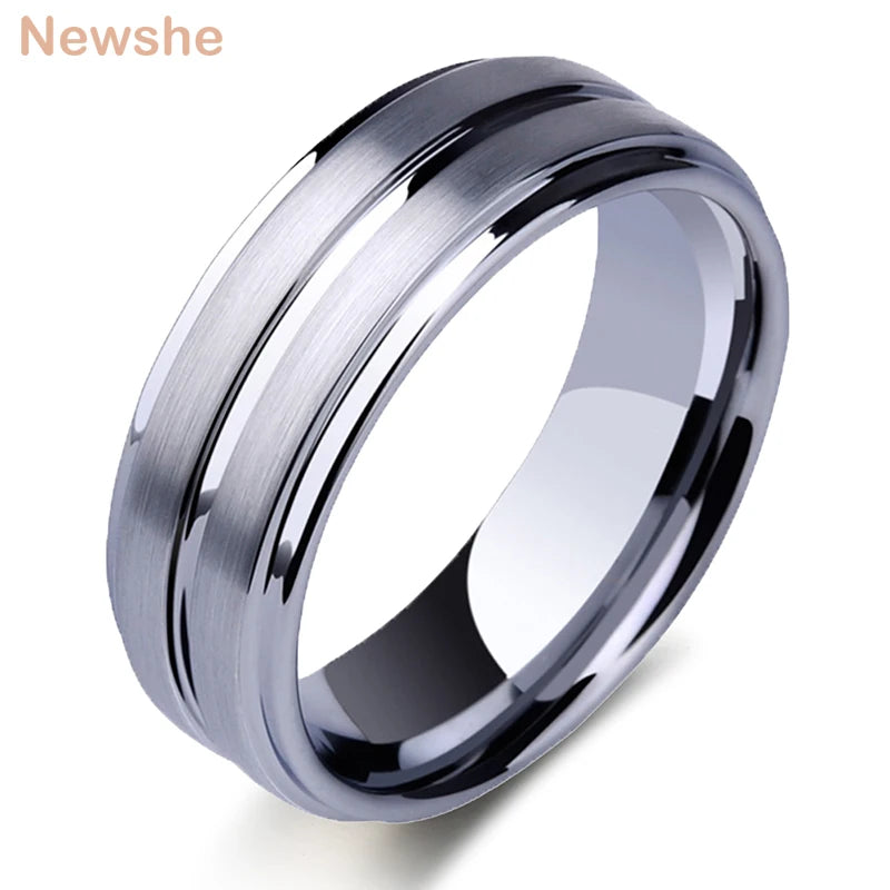 Tungsten Carbide Groove Ring 8mm Men's Wedding Band Size 8-13