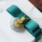 New Silver Smoke Purple Jade Wishful Lock Pendant Necklace