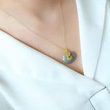 New Silver Smoke Purple Jade Wishful Lock Pendant Necklace