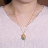 Hetian Sapphire Pendant Necklace Chinese Retro Hollow Charm Women's Jewelry