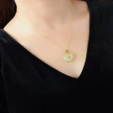 Retro Chinese Hetian Jade Pendant Necklace with New Silver Inlay