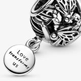 925 Sterling Silver Pink Daisy Flower Clip Dragonfly Charm for Bracelet