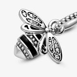 925 Sterling Silver Pink Daisy Flower Clip Dragonfly Charm for Bracelet